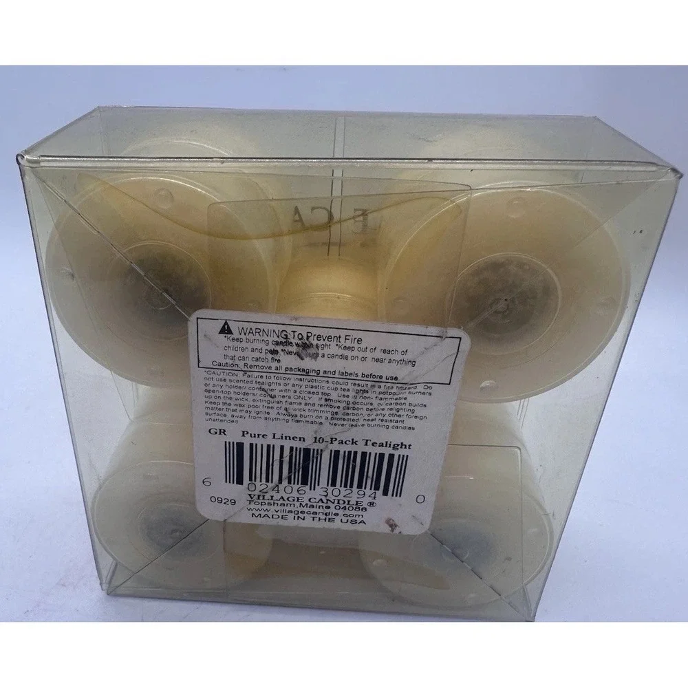 Village Candle Pure Linen Tealight Candles 10 Pack USA Made Discontinued